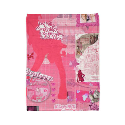 Pink Kawaii Inspired Polyester Blanket