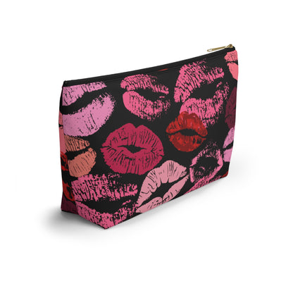 Lipstick Print Accessory Pouch (Black Background)