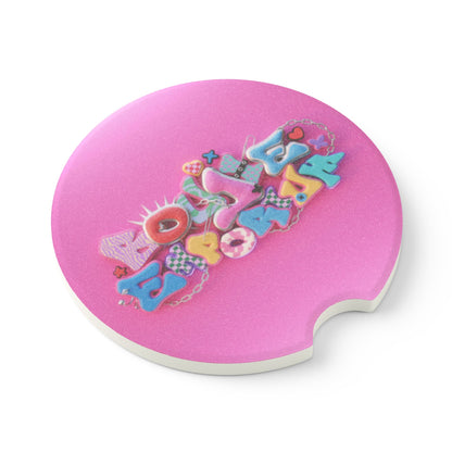 Boujie Emporium Logo Car Coasters (Light Pink Background)