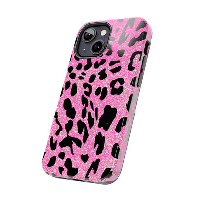 Pink And Black Sparkly Cheetah Print iPhone Cases