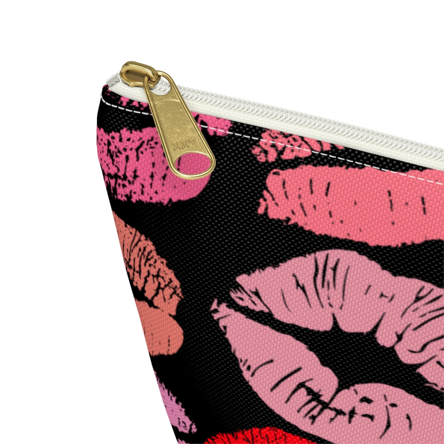 Lipstick Print Accessory Pouch (Black Background)