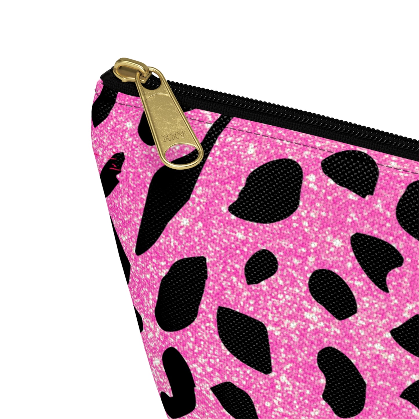 Pink And Black Sparkly Cheetah Print Accessory Pouch