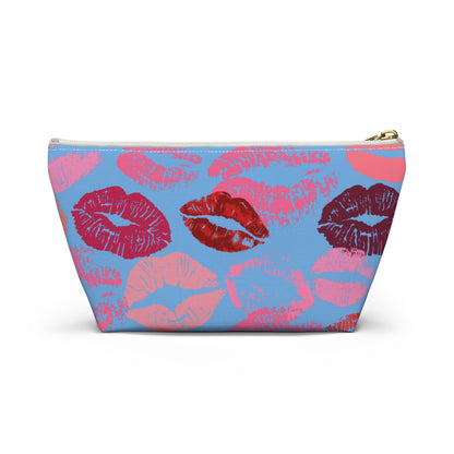 Lipstick Print Accessory Pouch (Blue Background)