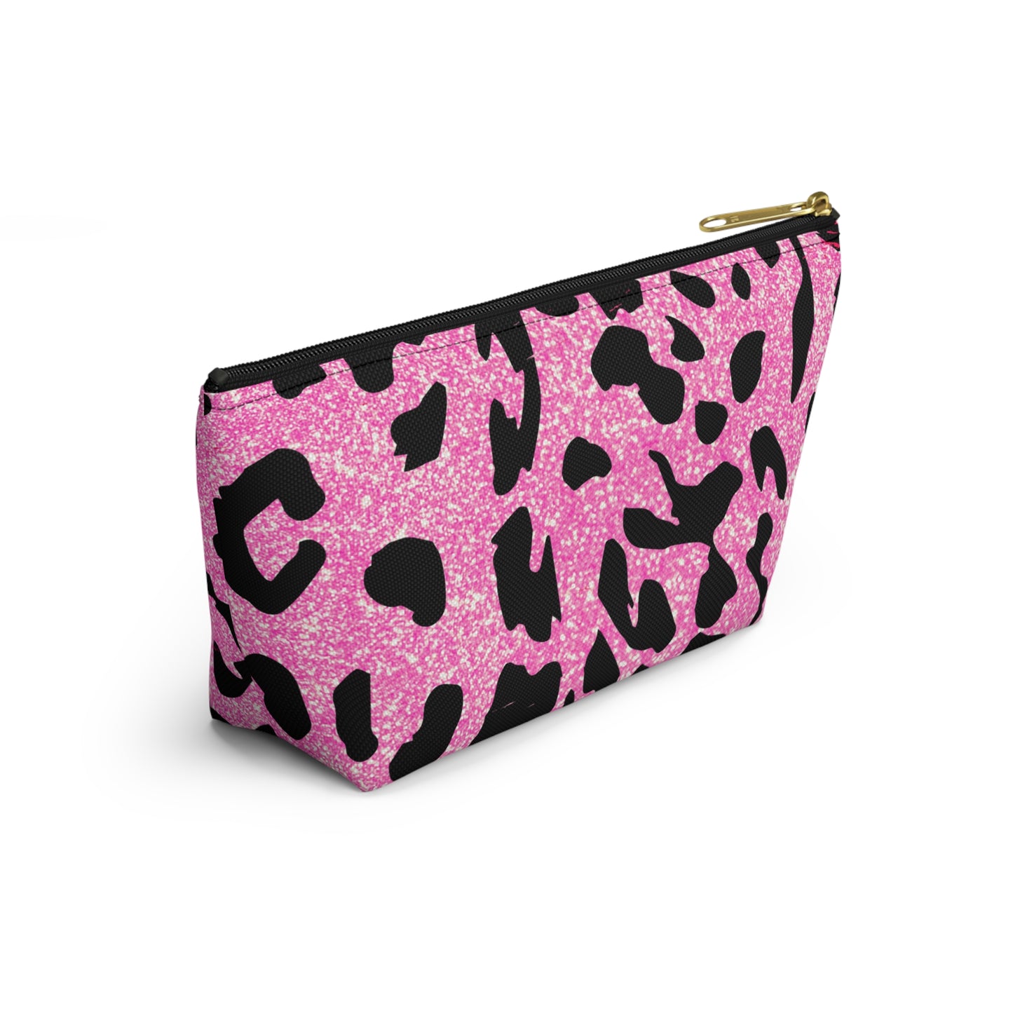 Pink And Black Sparkly Cheetah Print Accessory Pouch