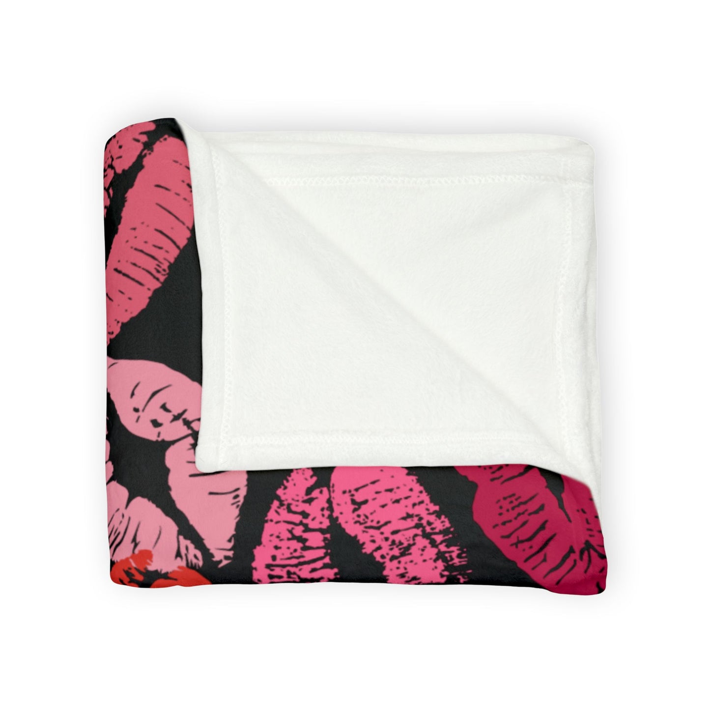 Lipstick Print Polyester Blanket (Black Background)