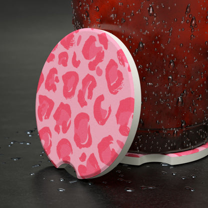 Pink Cheetah Print Car Coasters