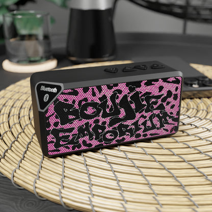 Pink And Black Sparkly Cheetah Print Boujie Emporium Logo Bluetooth Mini Speaker