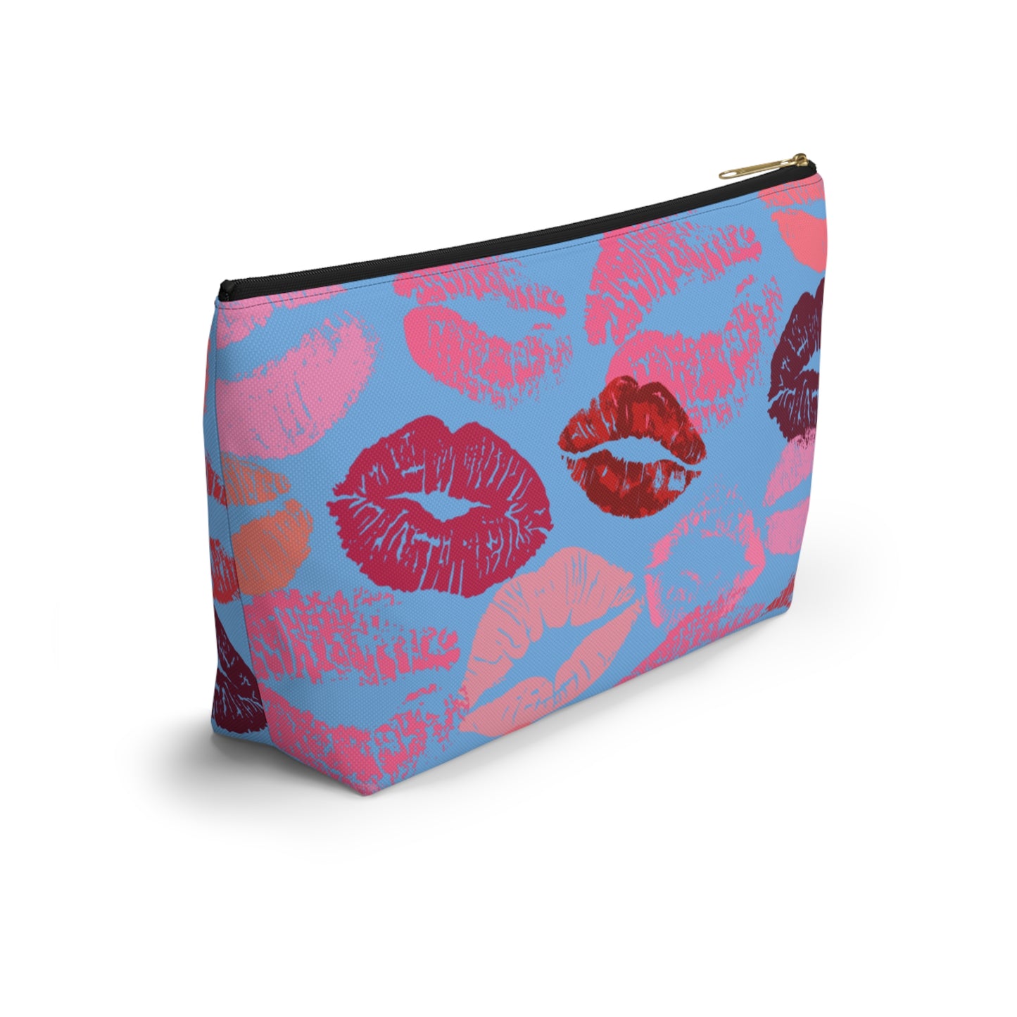 Lipstick Print Accessory Pouch (Blue Background)