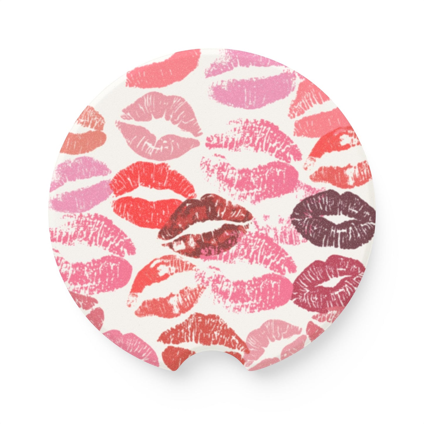 Lipstick Print Car Coasters (White Background)