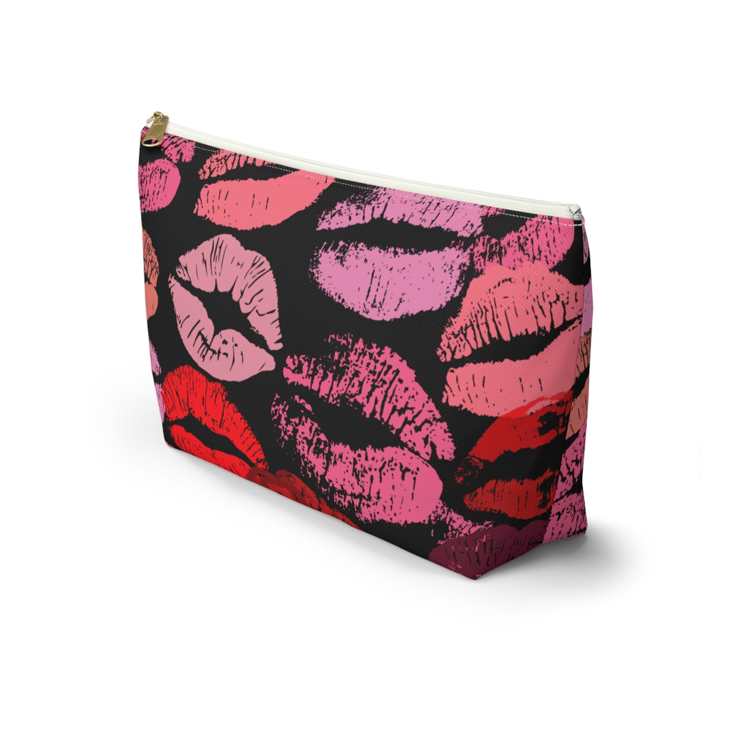 Lipstick Print Accessory Pouch (Black Background)