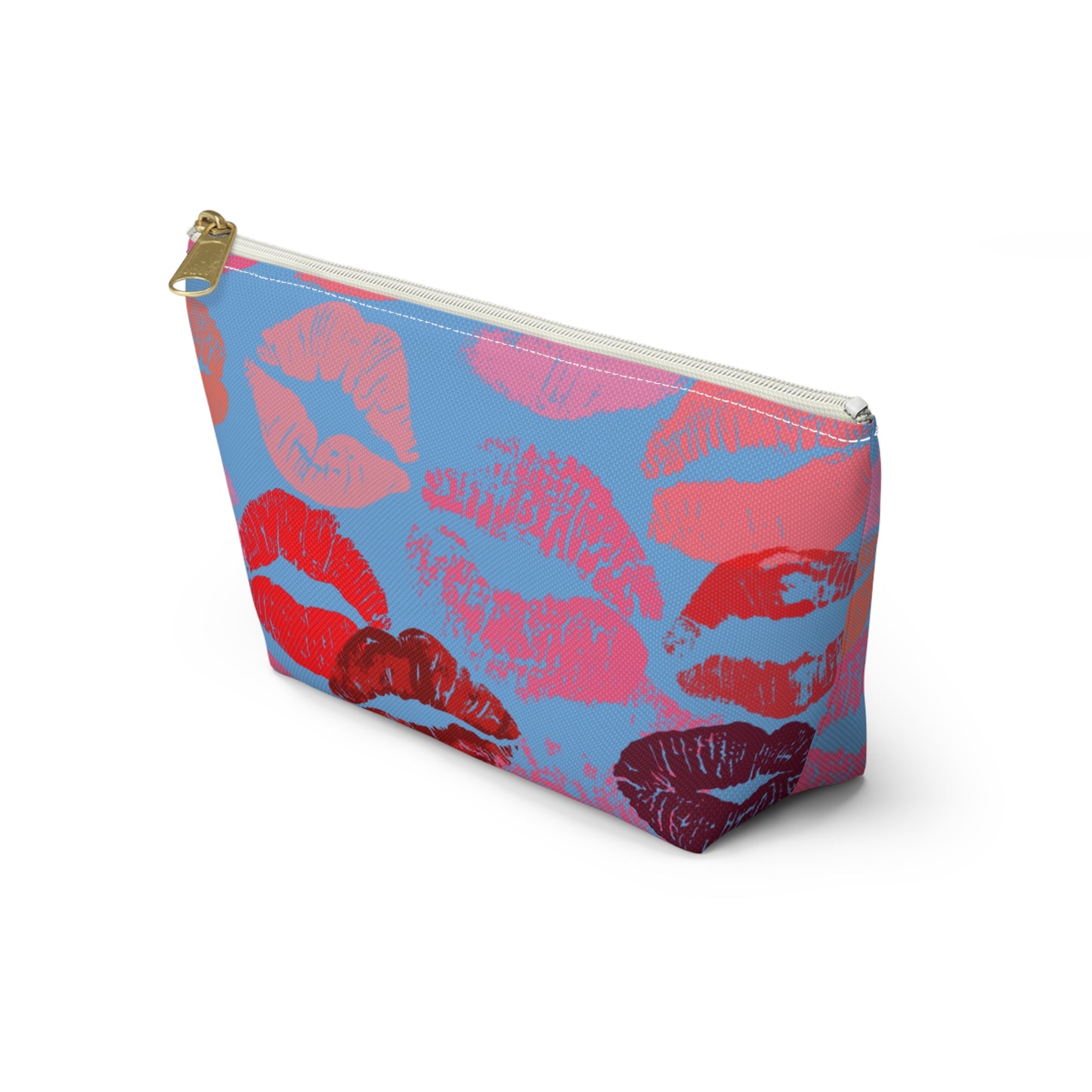 Lipstick Print Accessory Pouch (Blue Background)