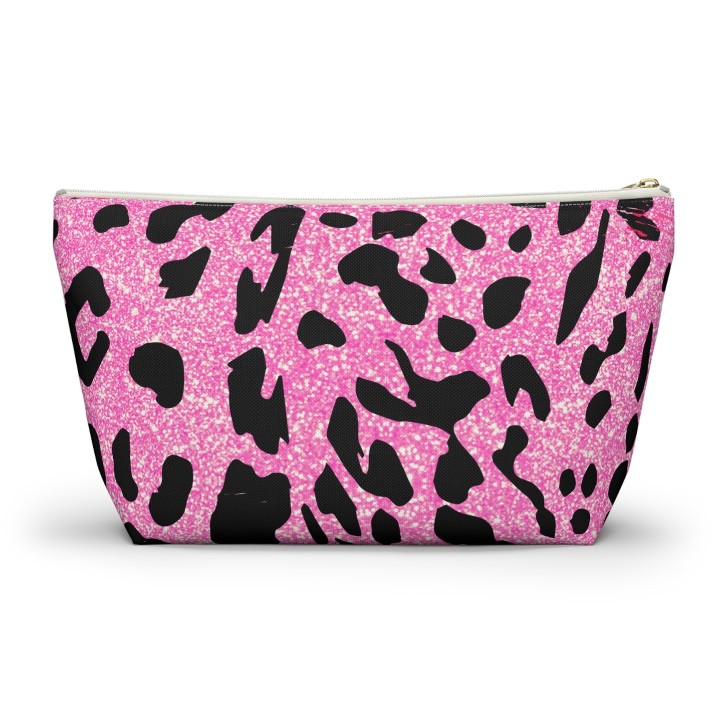 Pink And Black Sparkly Cheetah Print Accessory Pouch