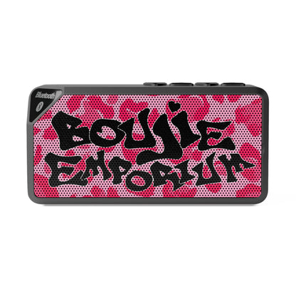 Pink Cheetah Print Boujie Emporium Logo Bluetooth Mini Speaker