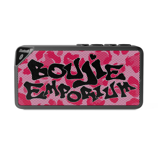 Pink Cheetah Print Boujie Emporium Logo Bluetooth Mini Speaker