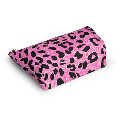 Pink And Black Sparkly Cheetah Print Accessory Pouch