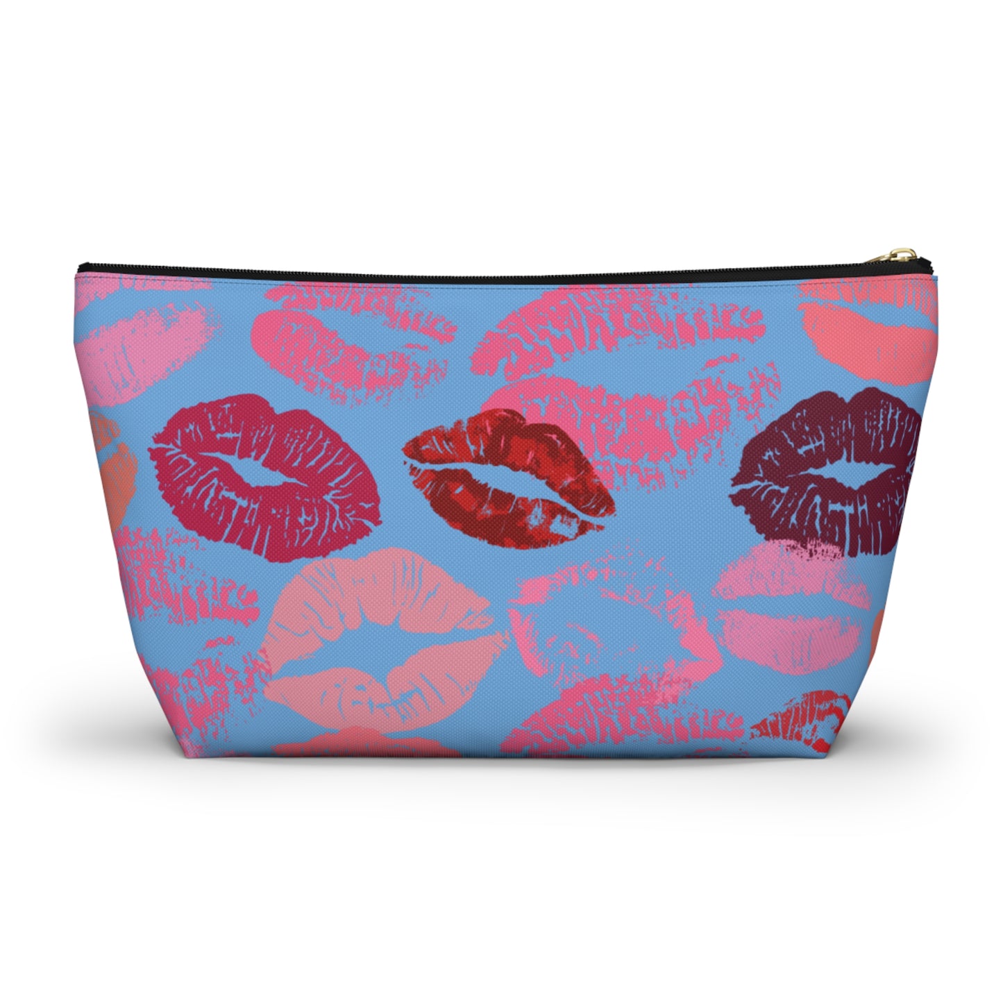 Lipstick Print Accessory Pouch (Blue Background)