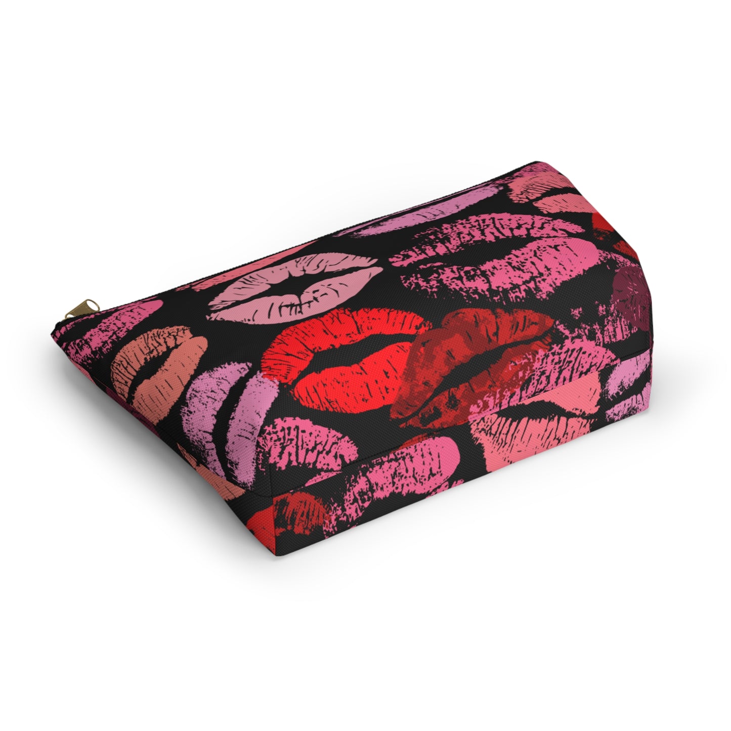 Lipstick Print Accessory Pouch (Black Background)