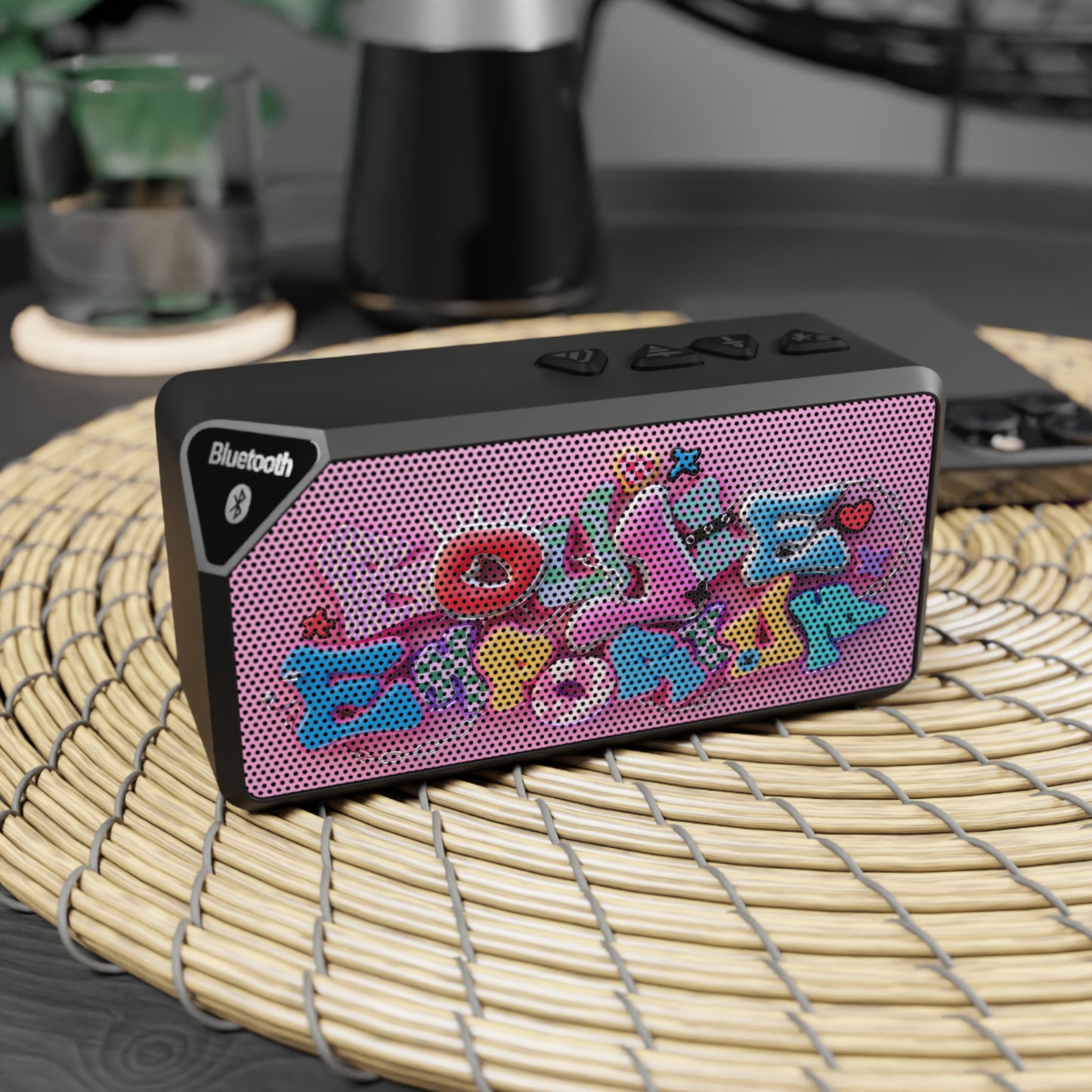 Boujie Emporium Logo Bluetooth Mini Speaker (Light Pink Background)