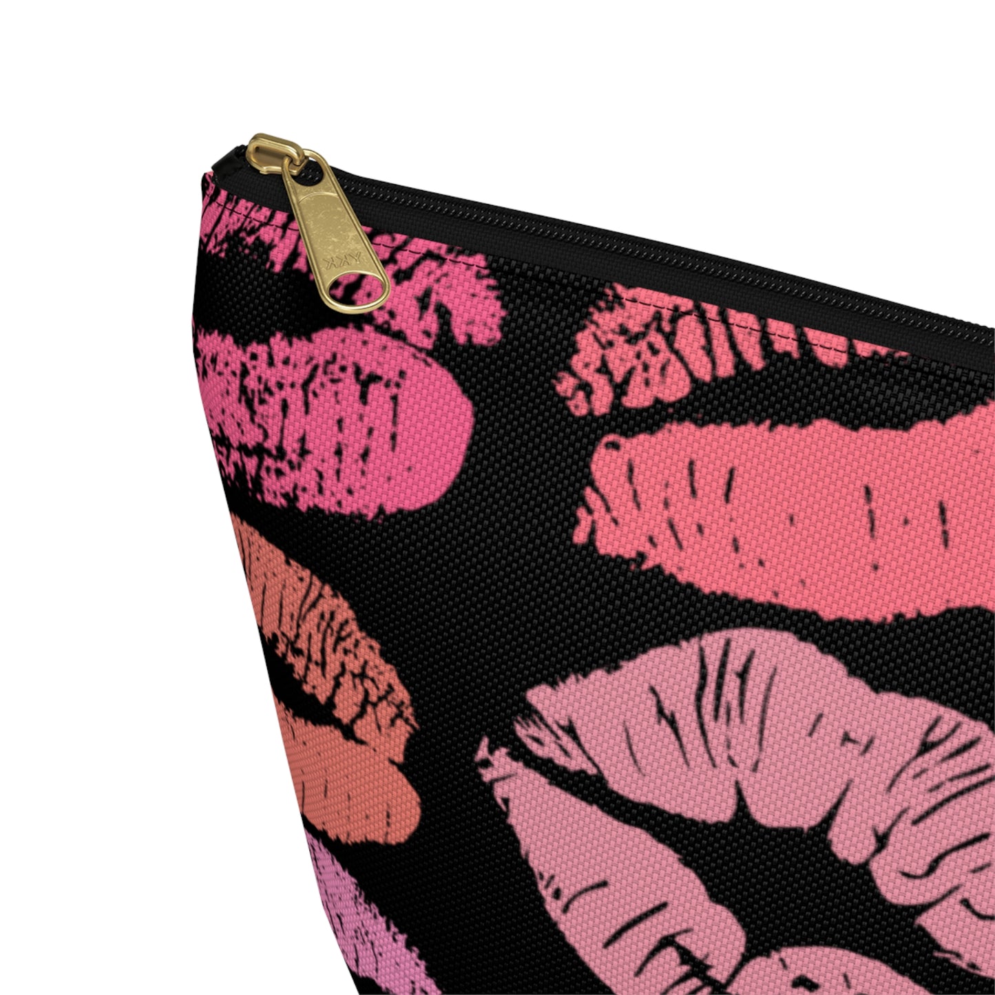 Lipstick Print Accessory Pouch (Black Background)