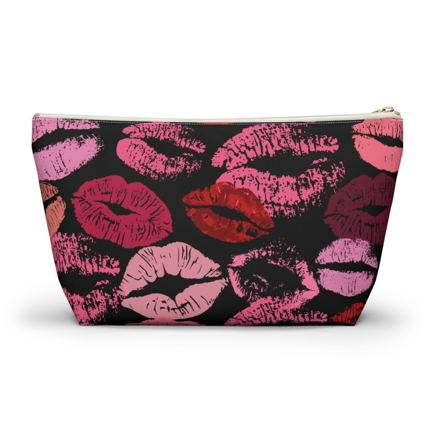 Lipstick Print Accessory Pouch (Black Background)