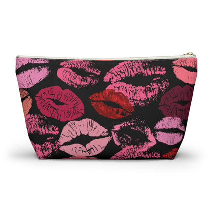 Lipstick Print Accessory Pouch (Black Background)