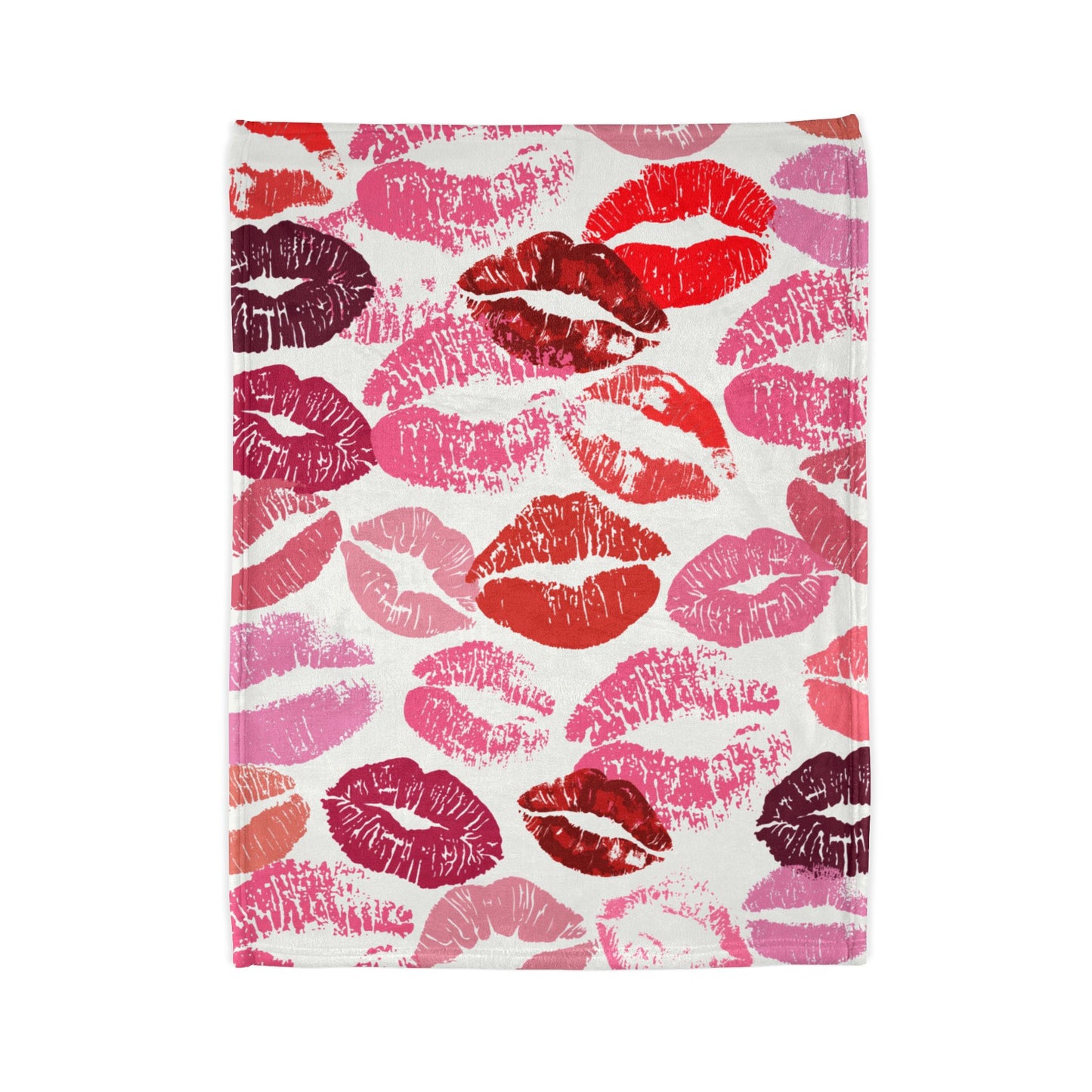 Lipstick Print Polyester Blanket (White Background)