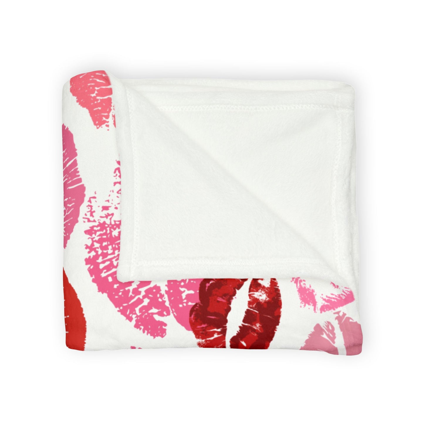 Lipstick Print Polyester Blanket (White Background)