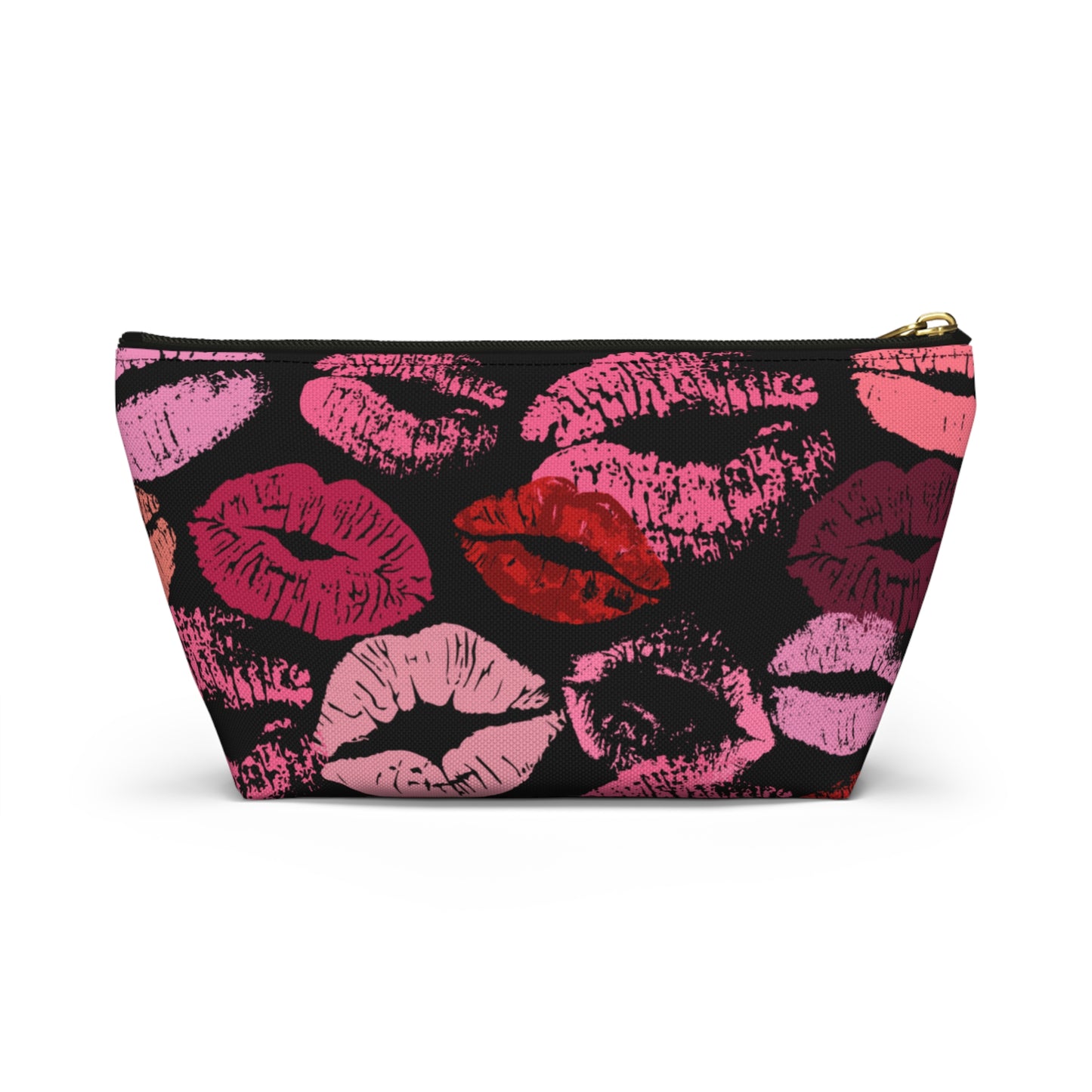 Lipstick Print Accessory Pouch (Black Background)