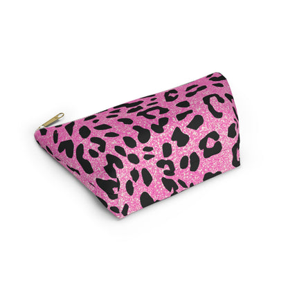 Pink And Black Sparkly Cheetah Print Accessory Pouch