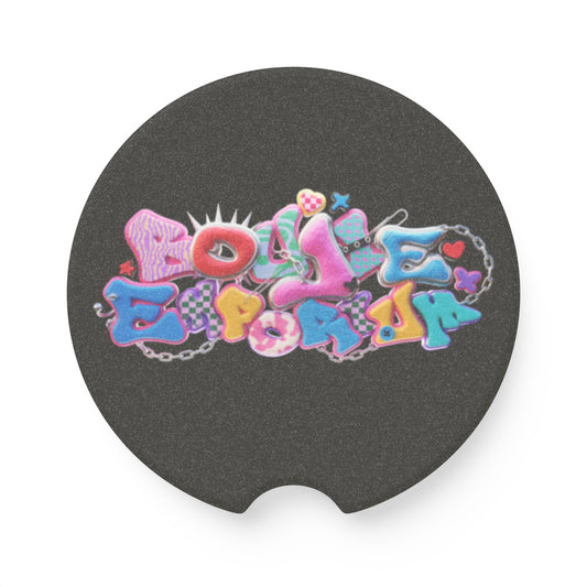 Boujie Emporium Logo Car Coasters (Black Background)