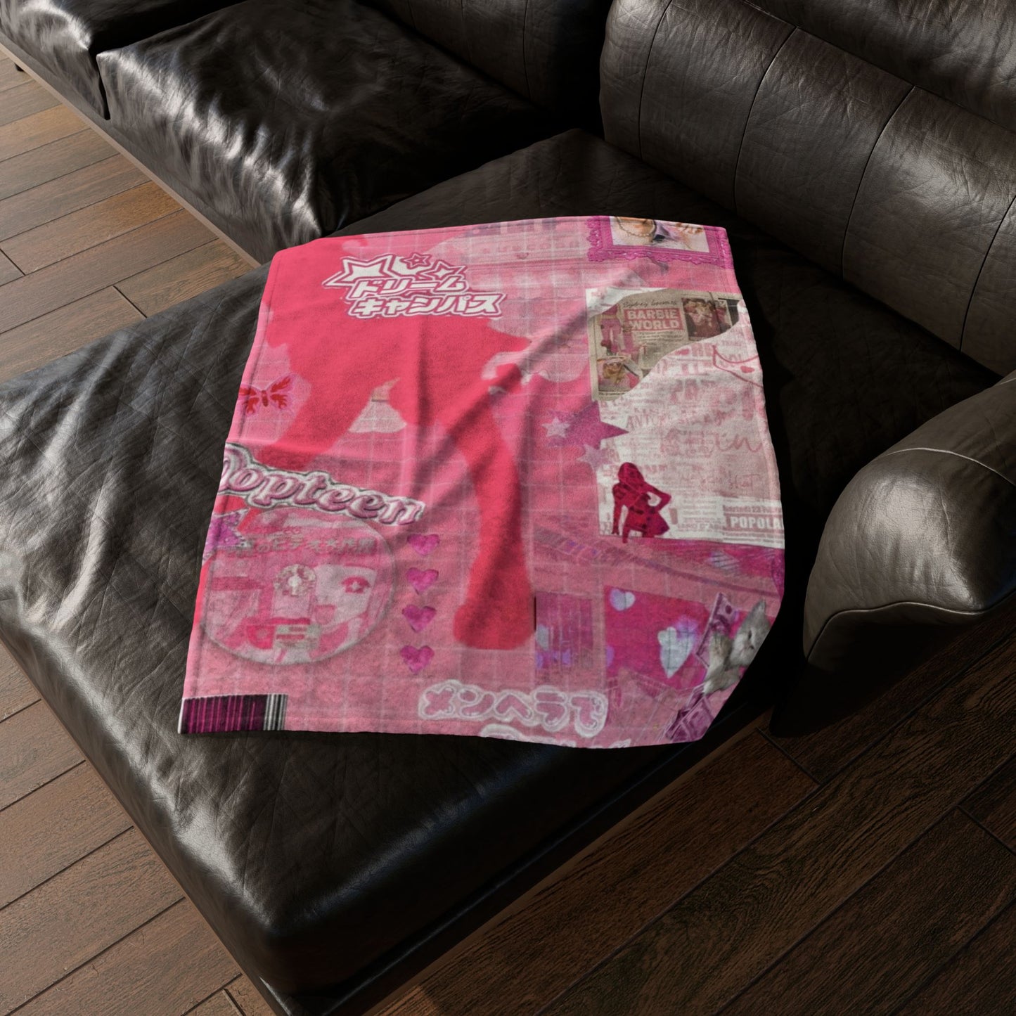 Pink Kawaii Inspired Polyester Blanket