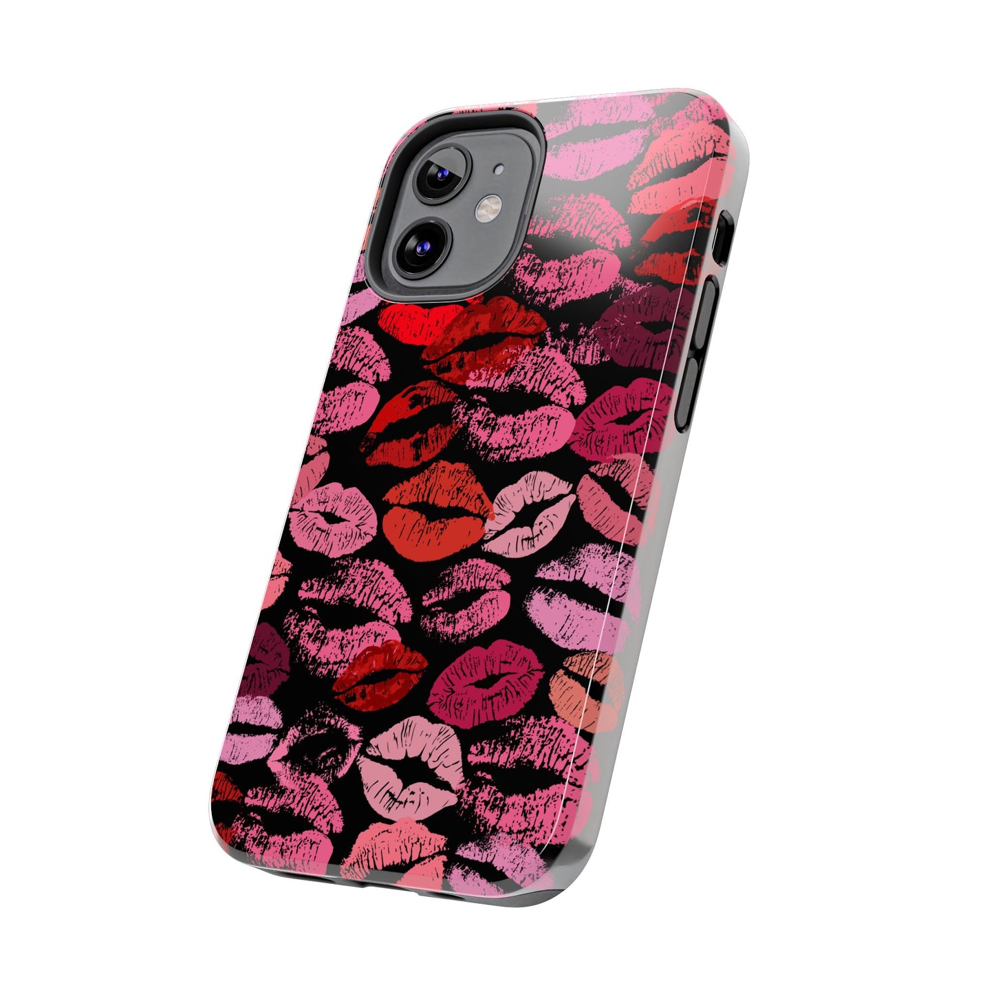 Lipstick Print iPhone Cases (Black Background)